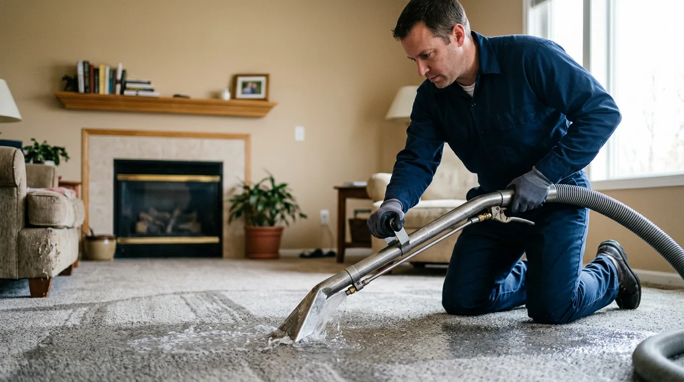 Water damage restoration technician working near Kinsman, OH
